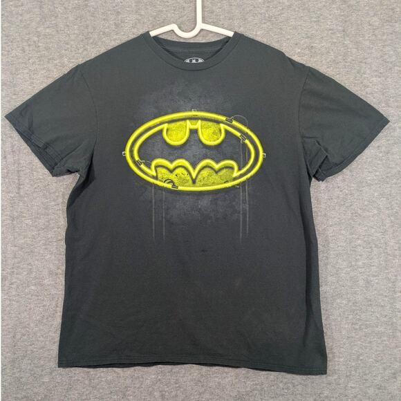 DC Comics Batman Black Yellow Bat Signal 100% Cotton Mens T-Shirt Size L - Picture 1 of 6